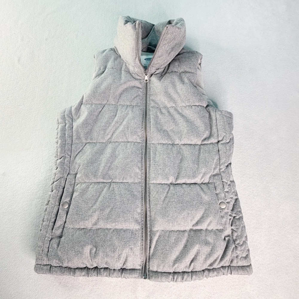 Old Navy Vest Womens Small Gray Puffer Jacket Heavyweight Fleece Lined Gorpcore